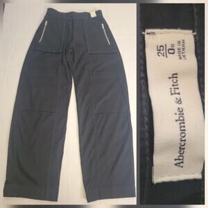 Abercrombie & Fitch Barrel Leg Chino Pants Womens SZ 25 Black NWT